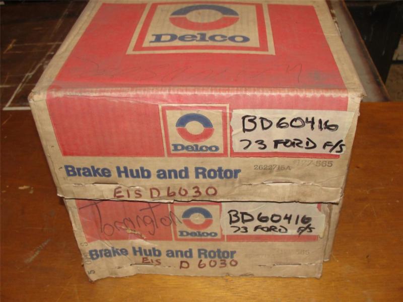 Nos set 1973 ford lincoln mercury brake hubs & rotor delco 177-565 / 2622715a