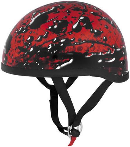 Skid lid original half-helmet with lethal threat design,oil spill/red,small/sm