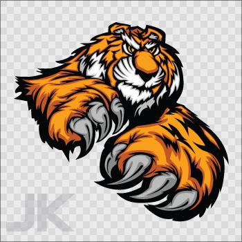 Decals sticker tiger tigers angry attack paw nails jungle wild cat 0500 ka93z