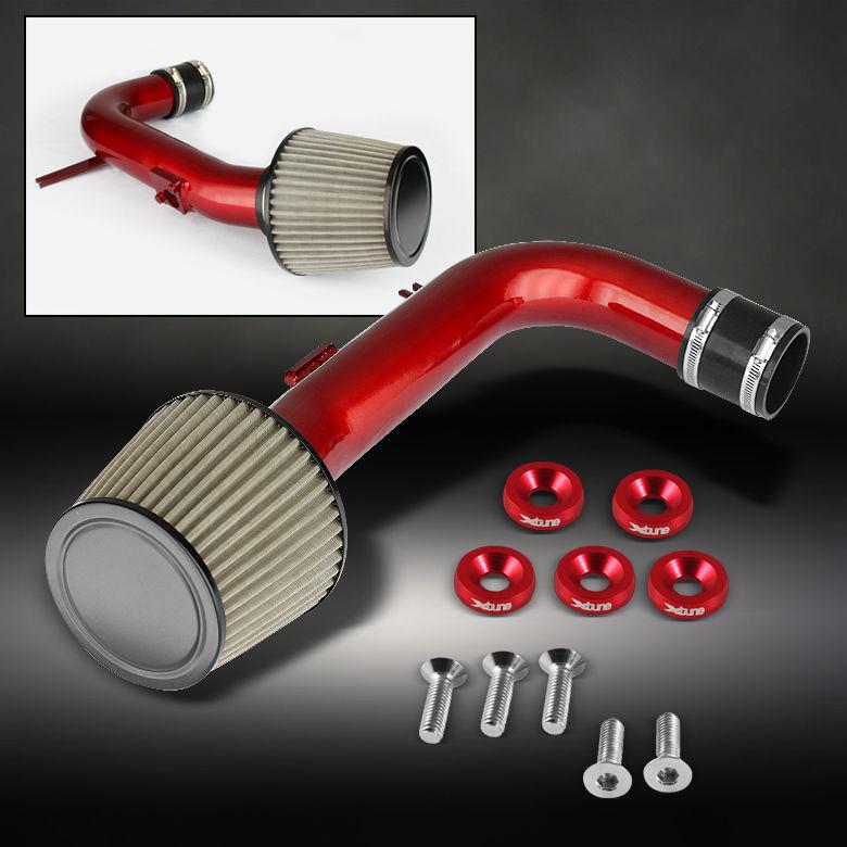 08-12 wrx sti 6063 aluminum red air intake cooler induction+5 pcs fender washers