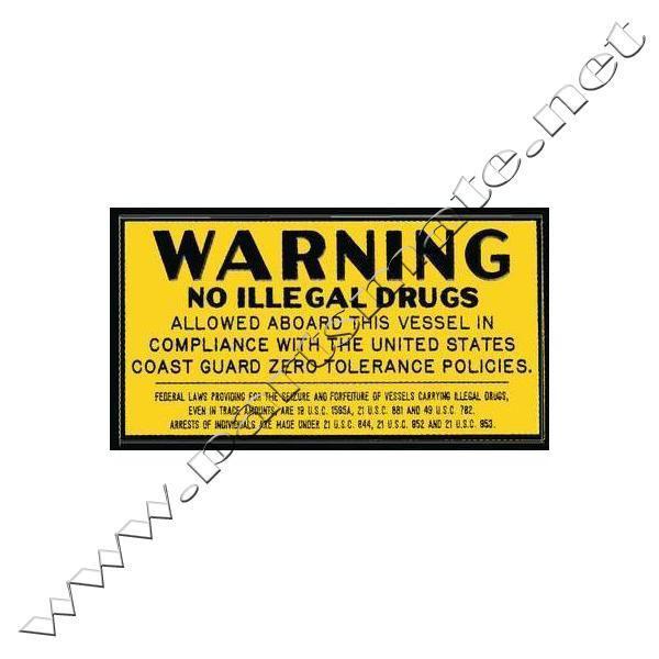 Bernard engraving p229 drug plaque / no illegal drugs plaque