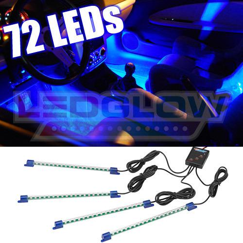 4pc blue led interior lighting light kit 4x9inch tubes