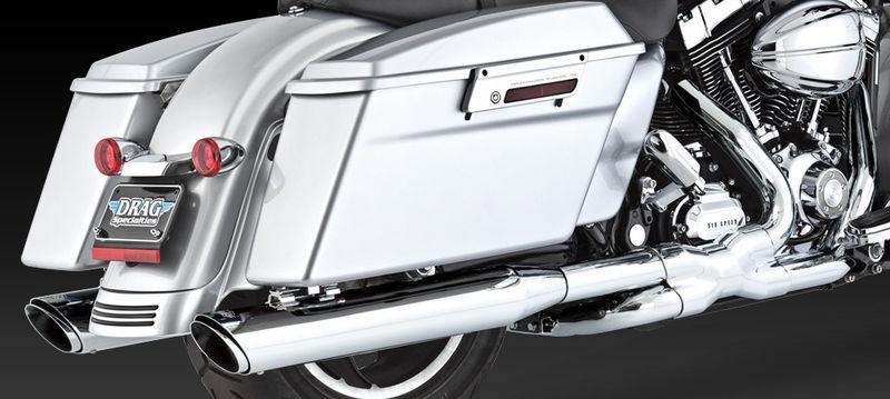 Vance & hines chrome twin slash rounds - harley touring models -slip on mufflers