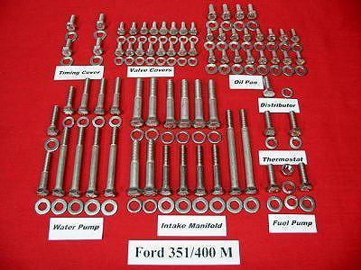 Ford 351m & 400m stainless steel engine hex bolt kit