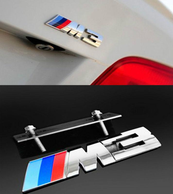 For bmw m3 power 3d front grill grille & rear side decal badge emblem alloy 1pcs