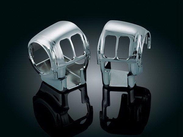 Kuryakyn 7827 chrome switch housing covers for harley touring models with radio