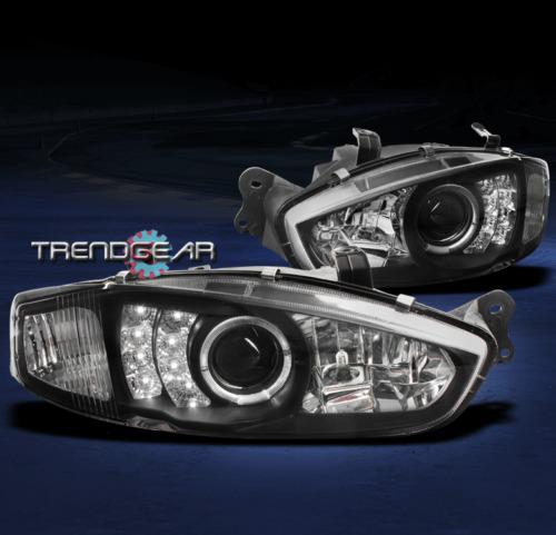 97-02 mitsubishi mirage 2dr halo led projector headlights black 98 99 00 01 02