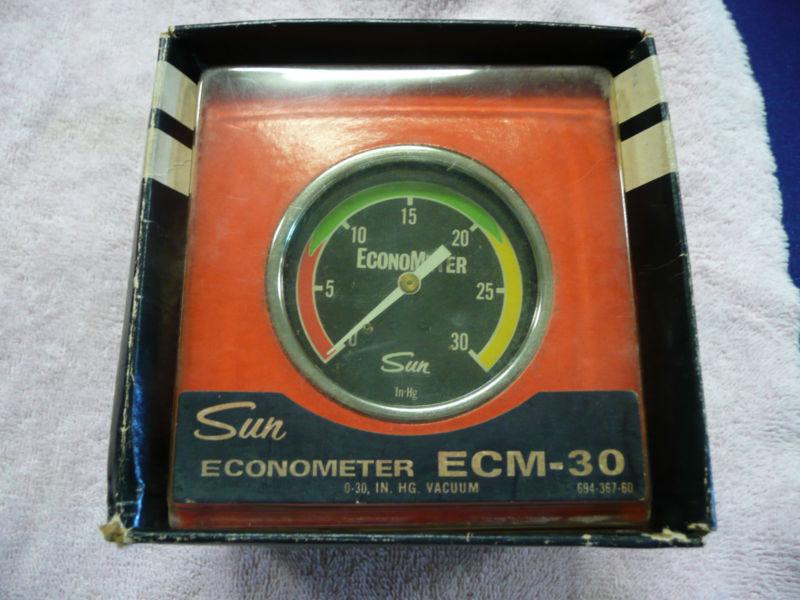 Sun nos 2 5/8 econometer gauge with extra chrome bezel   0-30 inhg   works  