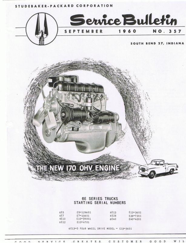 1961 studebaker trucks new models info & data (service bulletin), unreserved!!