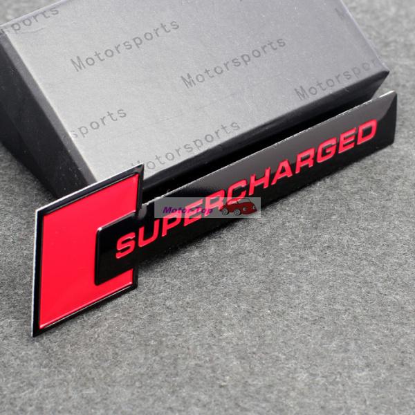 2x red supercharged engine emblem badge sticker land rover audi ford cadillac vw