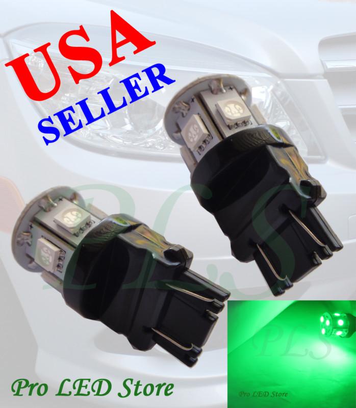 Two pcs 3157 3057 super green 9 smd led backup reverse stop lights