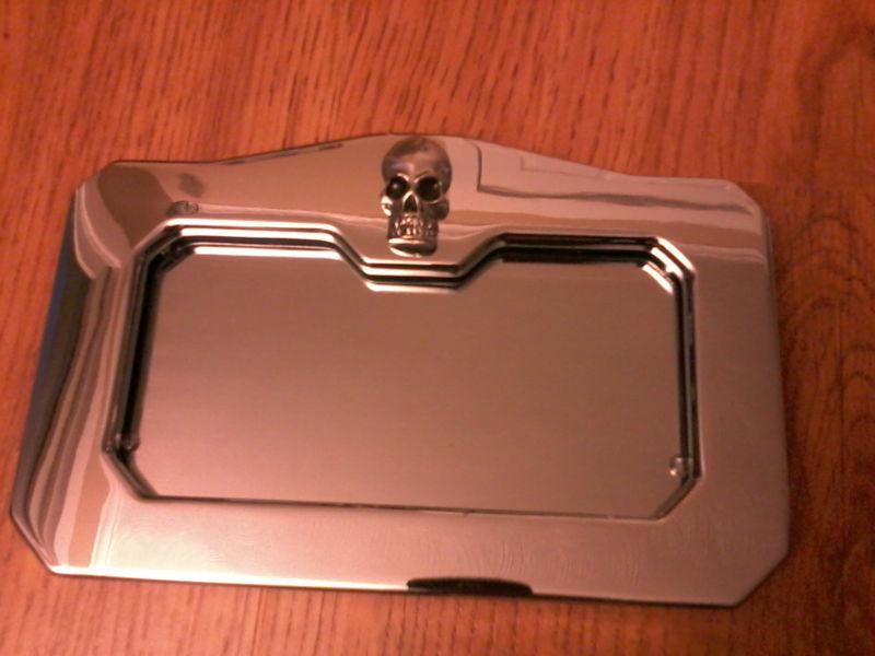 Midnight express chrome scull motorcycle plate frame made in usa 