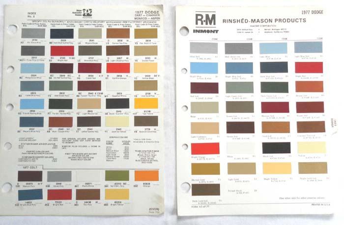 1977 dodge  color paint chip chart dart charger coronet monaco mopar original