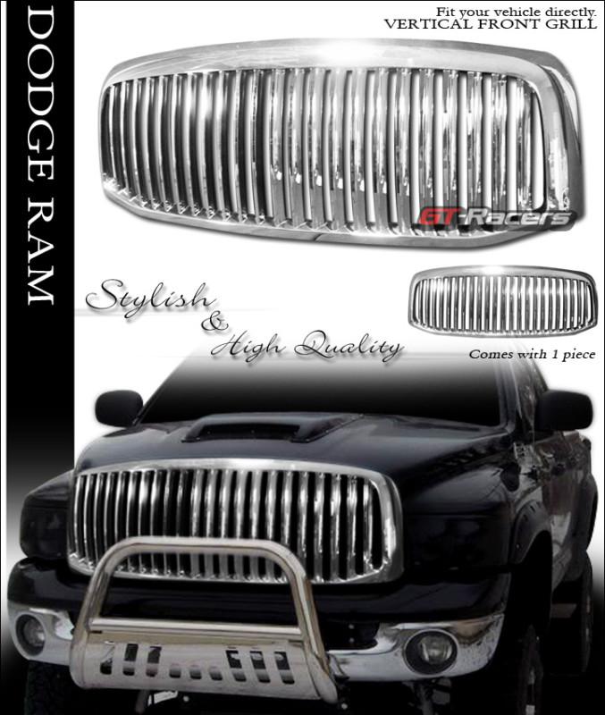 Chrome vertical sport front hood bumper grill grille 2006-2008 dodge ram truck