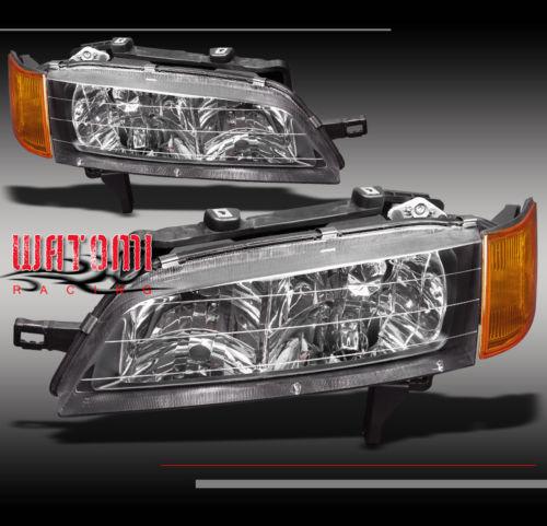 94 95 96 97 honda accord crystal jdm black headlights lamp w/amber corner signal