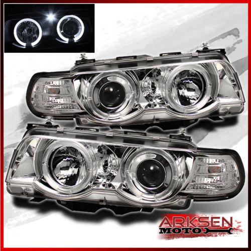 Fit hid 99-01 e38 7-series chrome dual halo projector headlights lamps pair set