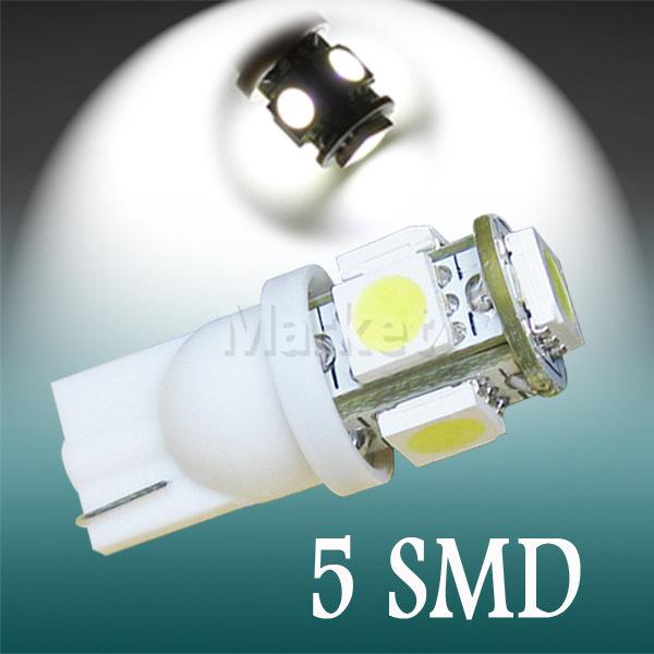 T10 5 smd 5050 pure white wedge signal 194 w5w led car light bulb lamp