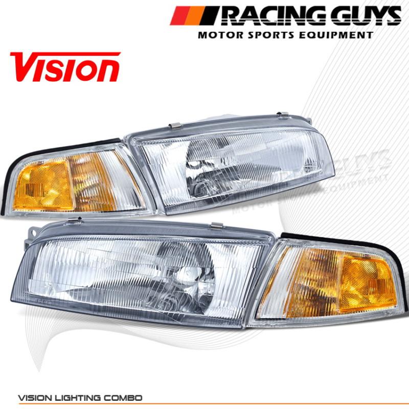 Vision euro style look head lights+amber corner signal lamps lh+rh pair new