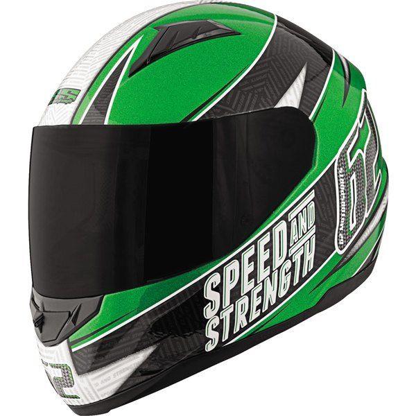 Green/black m speed and strength ss1100 62 motorsport full face helmet