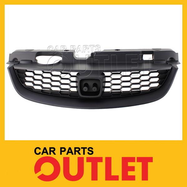 04 05 honda civic 2dr/coupe black grille honeycomb insert shell w/lower molding