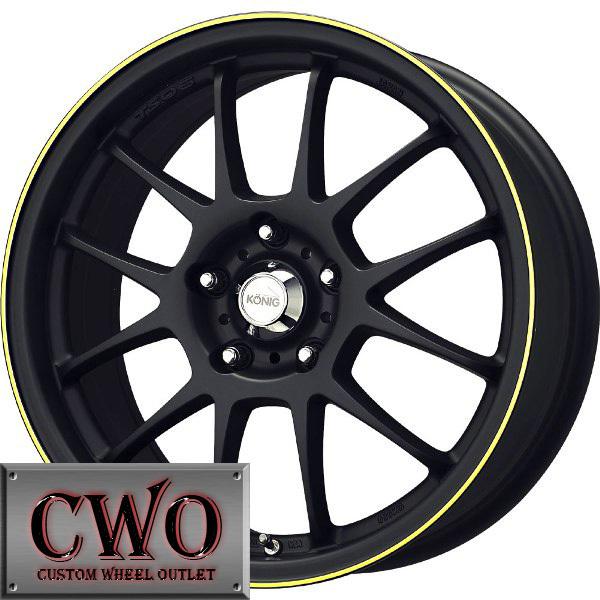 17 black konig daylite wheels rims 5x114.3 5 lug altima maxima eclipse camry g35