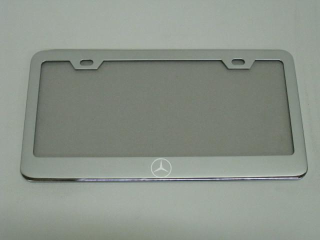 Mercedes-benz logo r/ml/gl/glk/g chrome metal license plate frame +screw caps