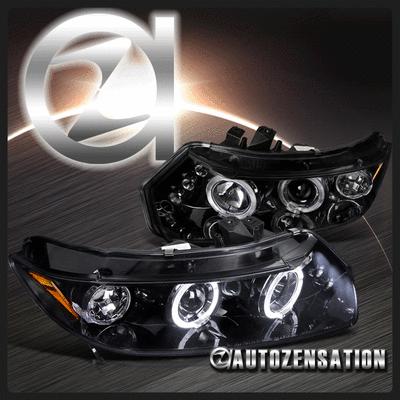 06-11 honda civic 2dr coupe [glossy black] led halo projector headlights