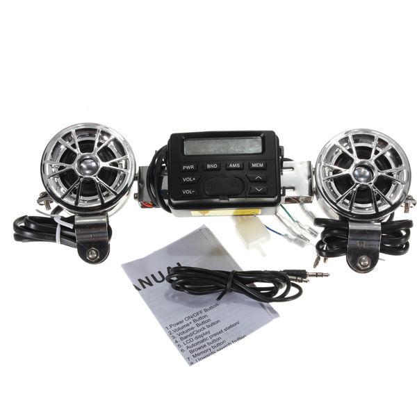 12v motorcycle sound audio system handlebar fm radio mp3 ipod stereo speaker set