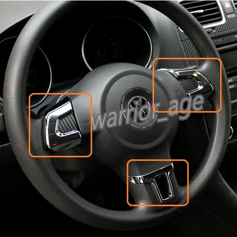 Chrome steering wheel cover trim carbon sticker for golf  mk6 polo bora 2011 12 