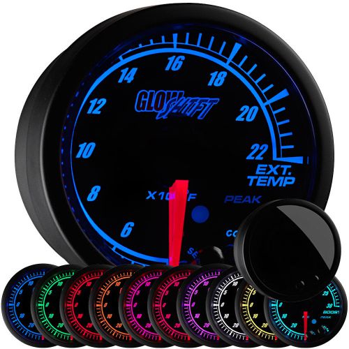 52mm glowshift black elite 10 color exhaust gas temp egt gauge w warnings