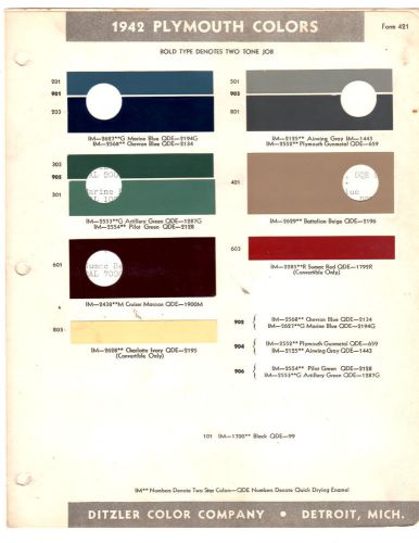 1942 plymouth special deluxe p-14 42 paint chips ditzler 3