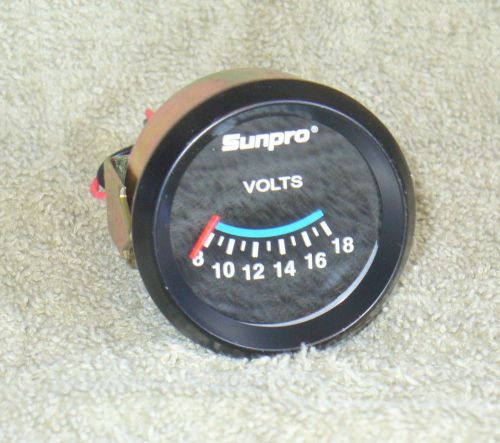 Sunpro 2&#034; vintage style volt meter, black bezel