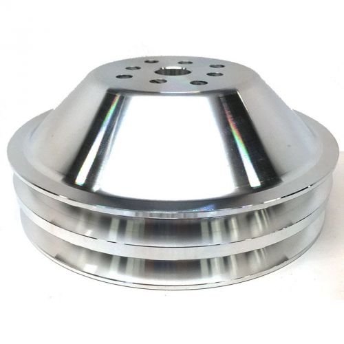 Bandit 6006n polished aluminum 2-groove v-belt water pump pulley for chevy sbc