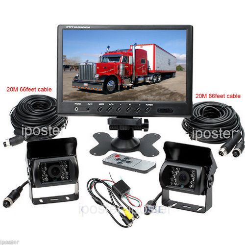 9&#034;truck tft lcd monitor+2×20m/66ft cable+2×4pin rear view ir camera 12v -24v ki