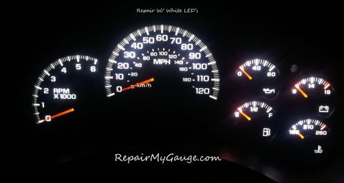 Gm chevy silverado speedometer instrument cluster gauge repair w/ white  leds