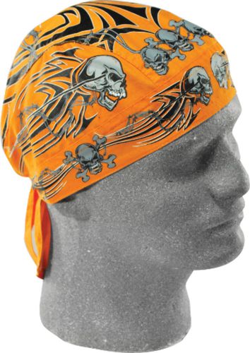 Zanheadgear flydanna orange tribal skull - z669