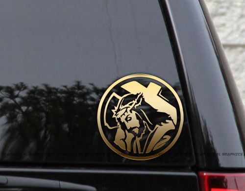 Jesus christian religious religion catholic cross car truck window decal sticker