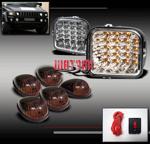 06-10 hummer h3/09+ h3t led corner signal+smoke cab roof marker running lights