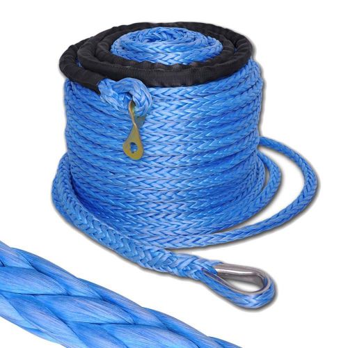 17500lb 92&#039;x2/5&#034; winch synthetic rope cable w thimble sleeve for recovery winch