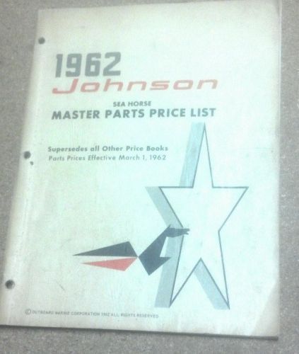 Vintage 1962 johnson outboard boat motor master parts price list - sea-horse