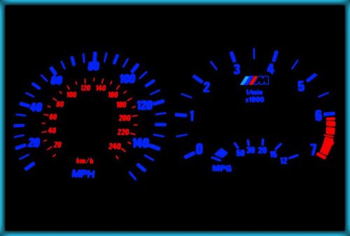 G214 bmw e46 98-05 us 140mph white/blue el plasma glow gauges cluster dials