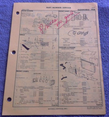 1968 68 oldsmobile delta 88 98 parts manual service guide illustrations numbers