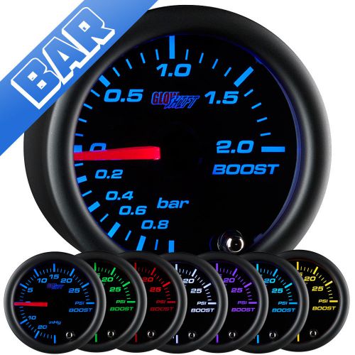 52mm glowshift turbo 2.0 bar boost vacuum gauge w. 7 color led display