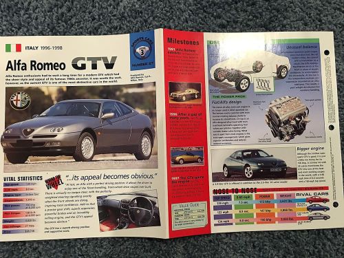 ★★ alfa romeo gtv 2.0 ts 16v -  collector brochure specs 1996 - 1998 ★★