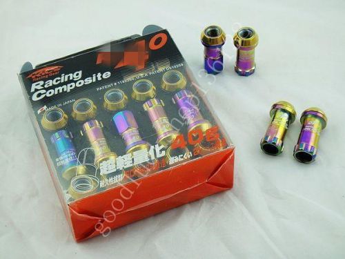 20 pcs m12xp1.5 neo chrome titanium burn jdm wheel lug nuts lock set  x11