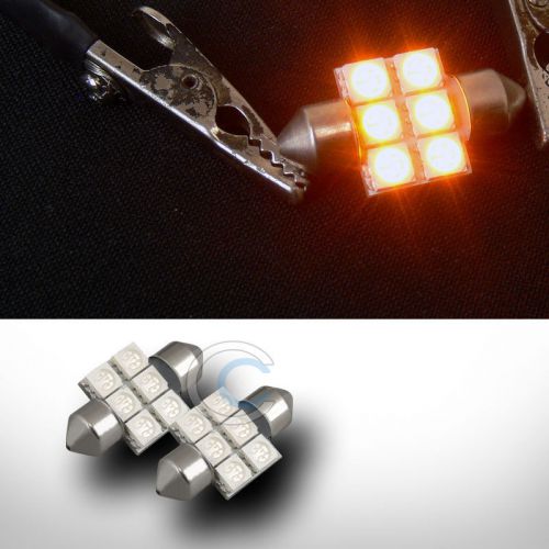 2x yellow 31mm festoon 6 count smd led light bulb interior/door lamps 6428 6430