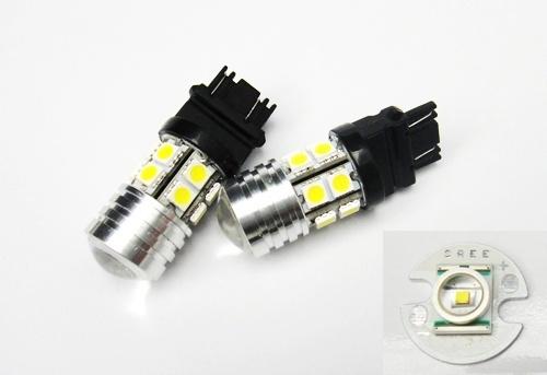 2x 3157 cree led projector 3156 3047 backup reverse light drl turn signal white