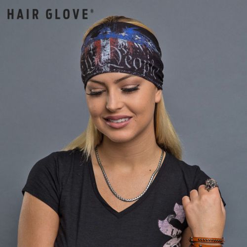 Hair glove® ez bandz we the people eagle on black 50027 biker stretch head band