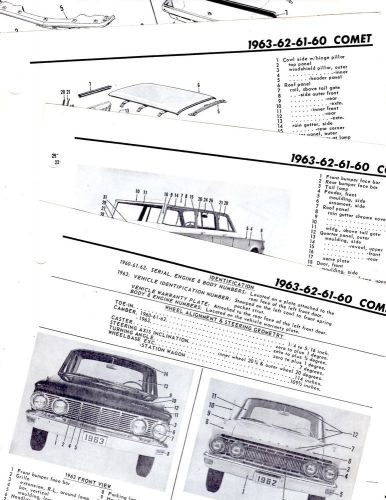 1960 1961 1962 1963 mercury comet motor&#039;s original body parts illustrations m2