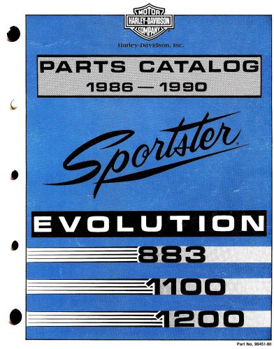 1986 - 1990 harley-davidson xlh sportster parts catalog manual-xlh-883-1100-1200